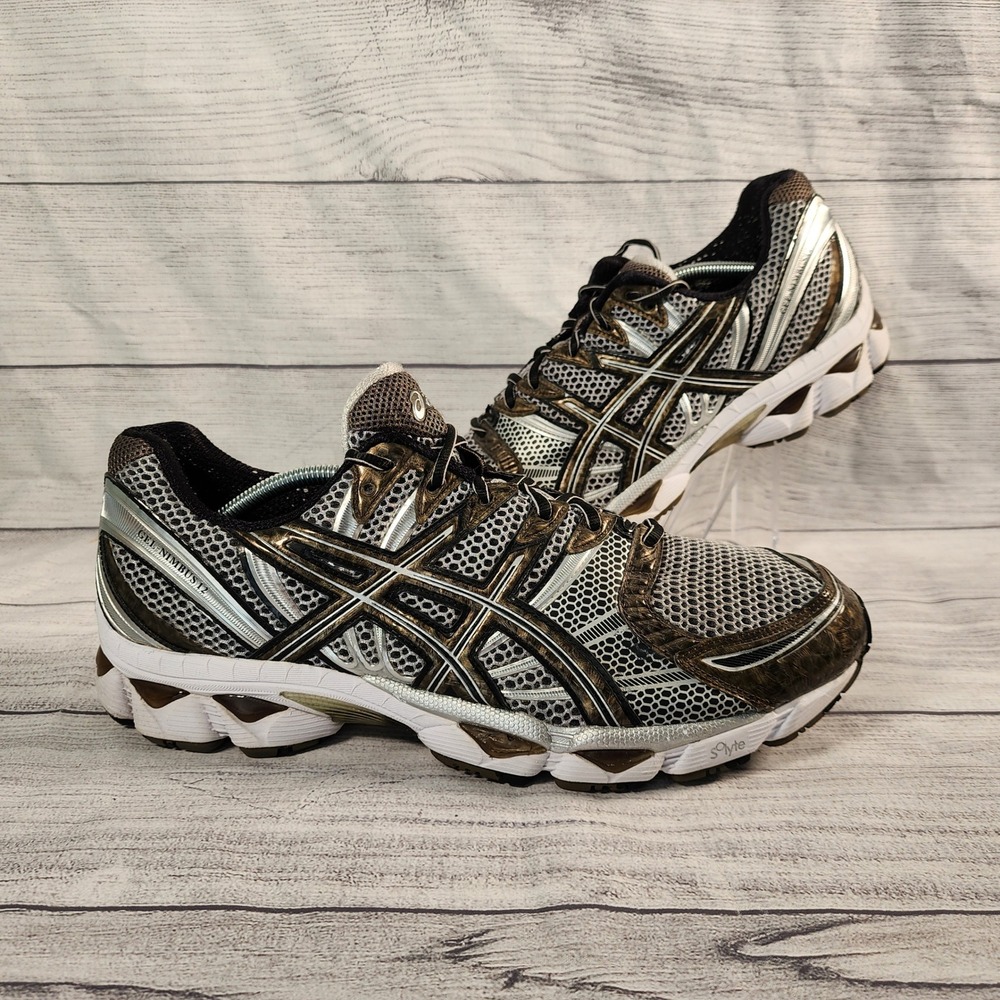 Asics Gel-Nimbus 12 Mens Size 13 Running Shoes Silver Bronze T045N